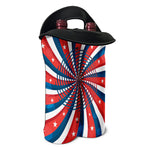 Swirly American Patriotic Print Double Neoprene Wine Tote