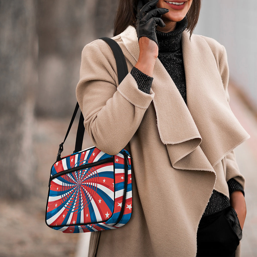 Swirly American Patriotic Print Double Strap Bible Bag