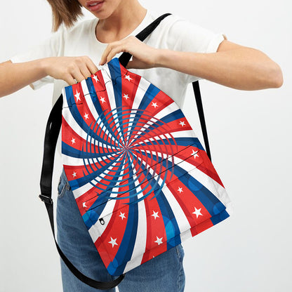 Swirly American Patriotic Print Drawstring Backpack