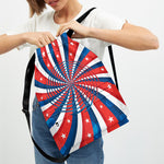 Swirly American Patriotic Print Drawstring Backpack