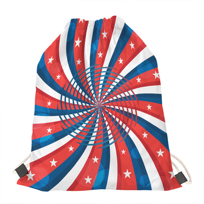 Swirly American Patriotic Print Drawstring Bag
