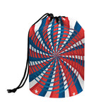 Swirly American Patriotic Print Drawstring Makeup Bag