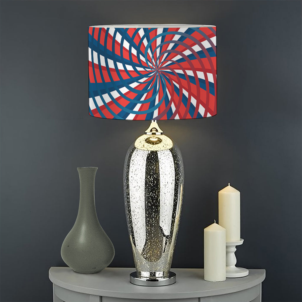 Swirly American Patriotic Print Drum Lamp Shade