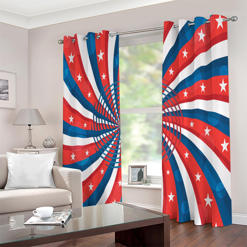 Swirly American Patriotic Print Extra Wide Grommet Curtains