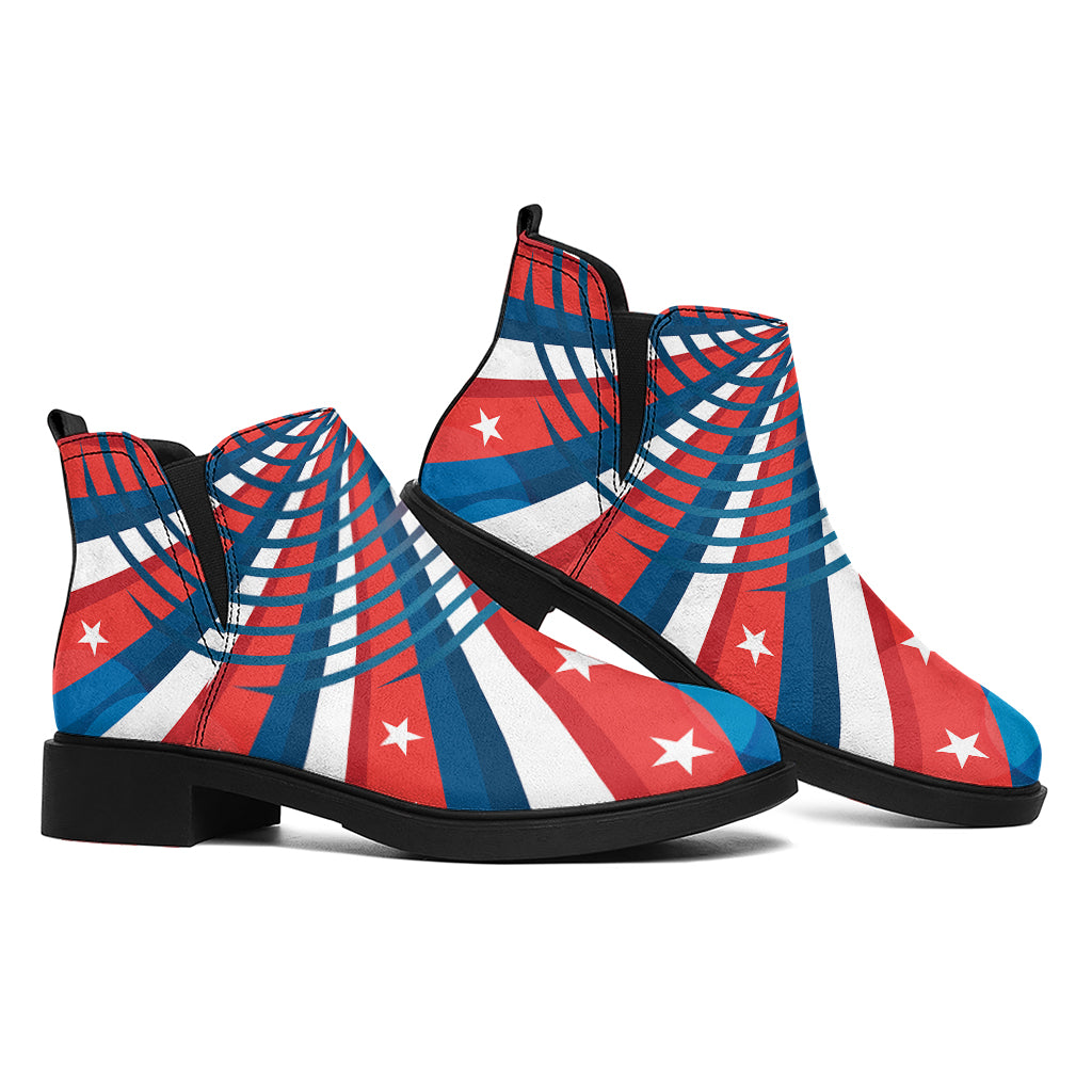 Swirly American Patriotic Print Flat Ankle Boots