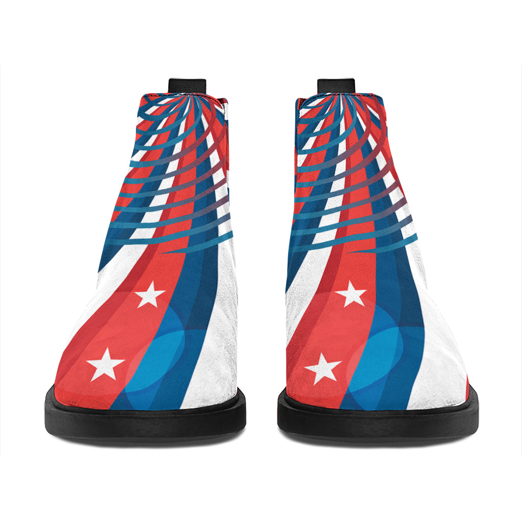 Swirly American Patriotic Print Flat Ankle Boots