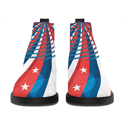 Swirly American Patriotic Print Flat Ankle Boots