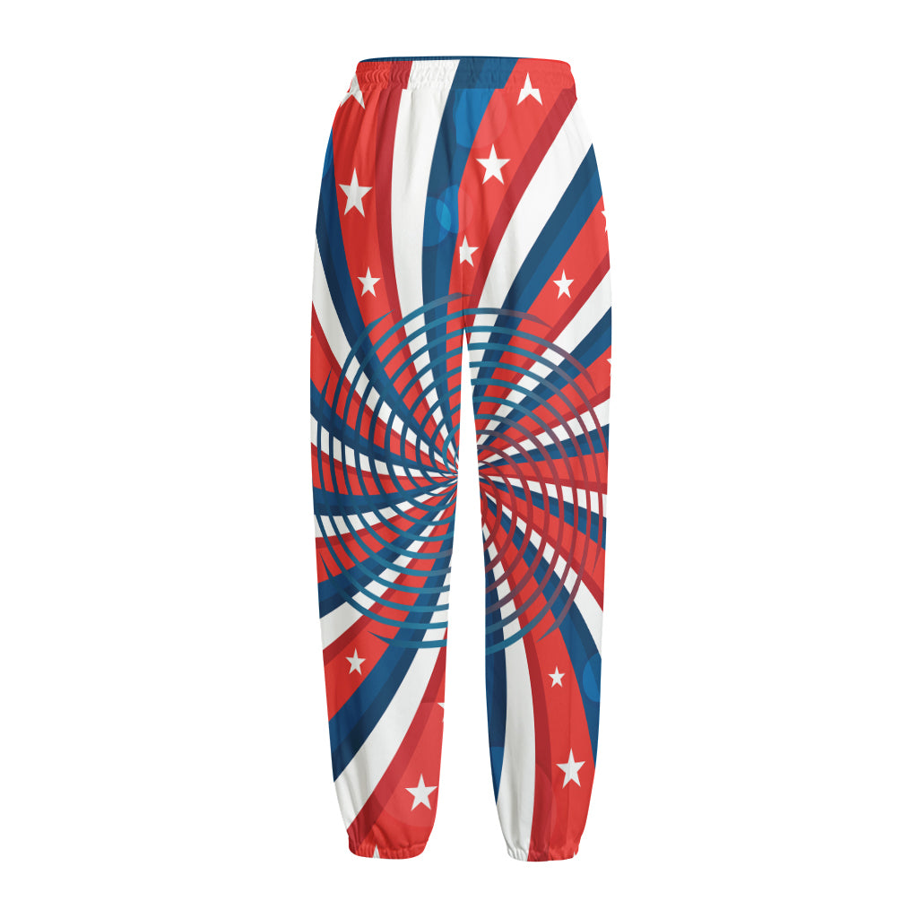Swirly American Patriotic Print Fleece Lined Knit Pants