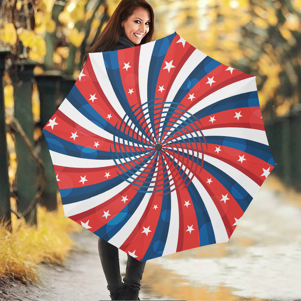 Swirly American Patriotic Print Foldable Umbrella