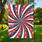 Swirly American Patriotic Print Garden Flag