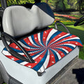 Swirly American Patriotic Print Golf Cart Seat Cover