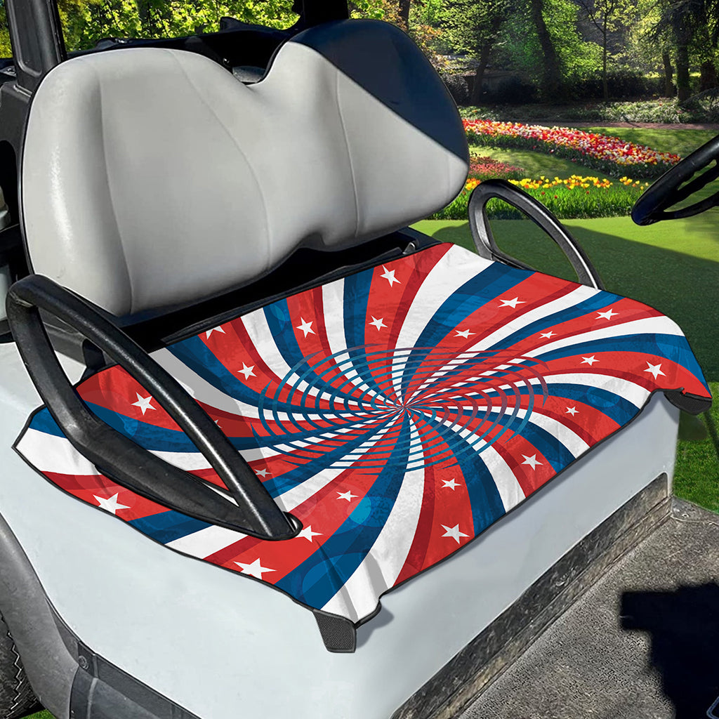 Swirly American Patriotic Print Golf Cart Seat Cover