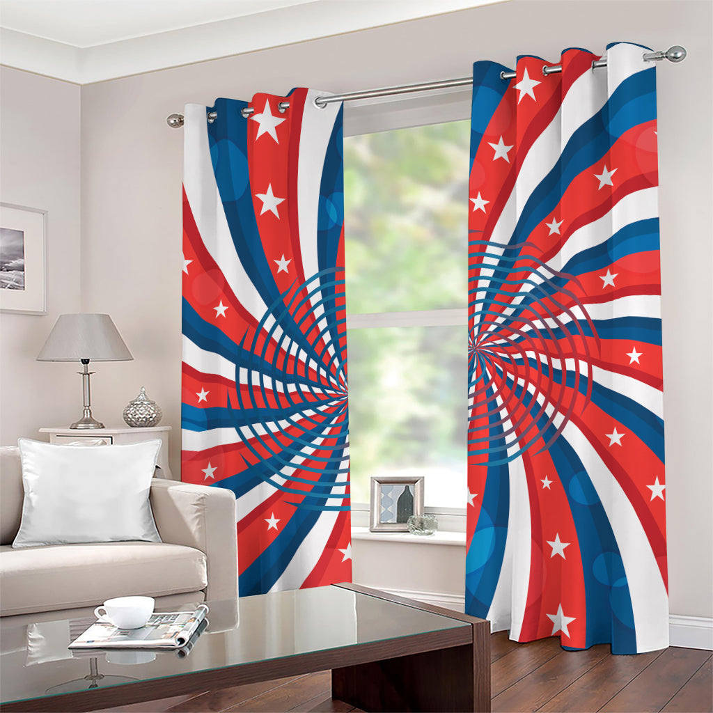 Swirly American Patriotic Print Grommet Curtains