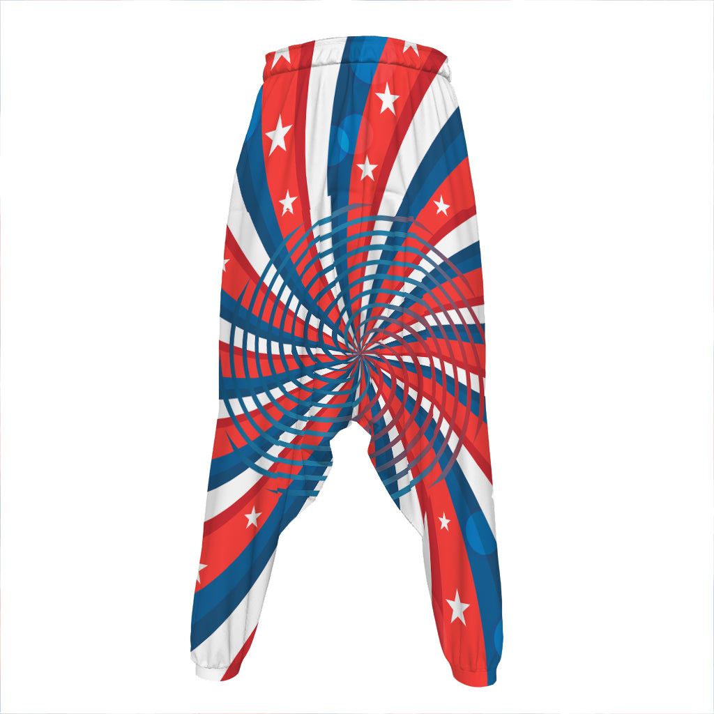 Swirly American Patriotic Print Hammer Pants