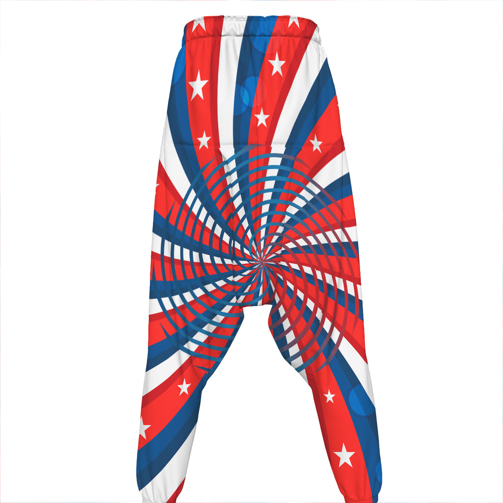 Swirly American Patriotic Print Hammer Pants