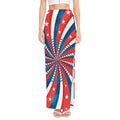 Swirly American Patriotic Print High Slit Maxi Skirt