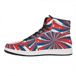 Swirly American Patriotic Print High Top Leather Sneakers