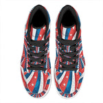 Swirly American Patriotic Print High Top Leather Sneakers