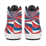 Swirly American Patriotic Print High Top Leather Sneakers