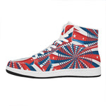 Swirly American Patriotic Print High Top Leather Sneakers