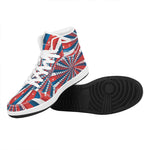 Swirly American Patriotic Print High Top Leather Sneakers