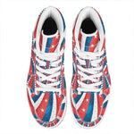 Swirly American Patriotic Print High Top Leather Sneakers
