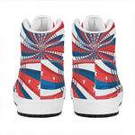 Swirly American Patriotic Print High Top Leather Sneakers