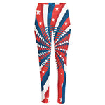 Swirly American Patriotic Print High-Waisted Pocket Leggings