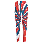 Swirly American Patriotic Print High-Waisted Pocket Leggings