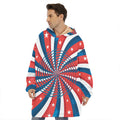 Swirly American Patriotic Print Hoodie Blanket