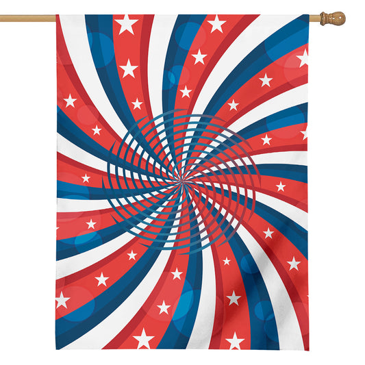 Swirly American Patriotic Print House Flag