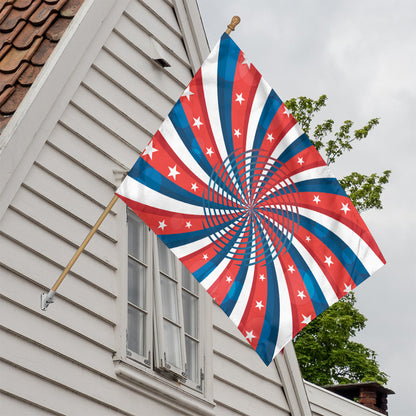 Swirly American Patriotic Print House Flag