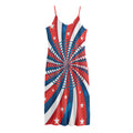 Swirly American Patriotic Print Jersey Midi Cami Dress