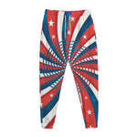 Swirly American Patriotic Print Jogger Pants