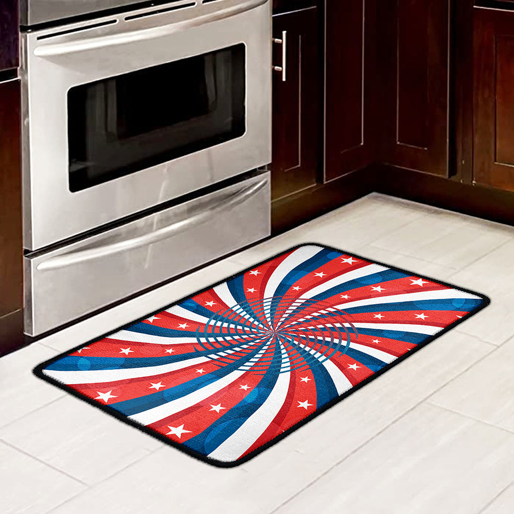 Swirly American Patriotic Print Kitchen Mat