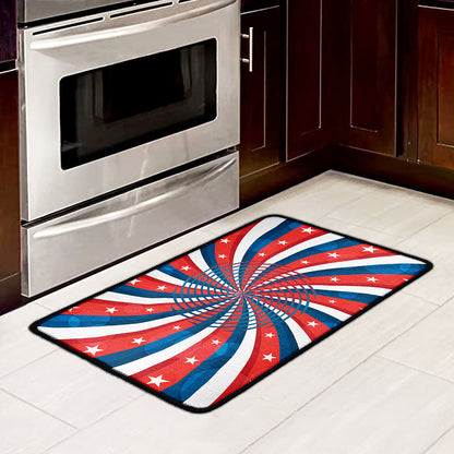 Swirly American Patriotic Print Kitchen Mat