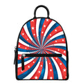 Swirly American Patriotic Print Leather Backpack