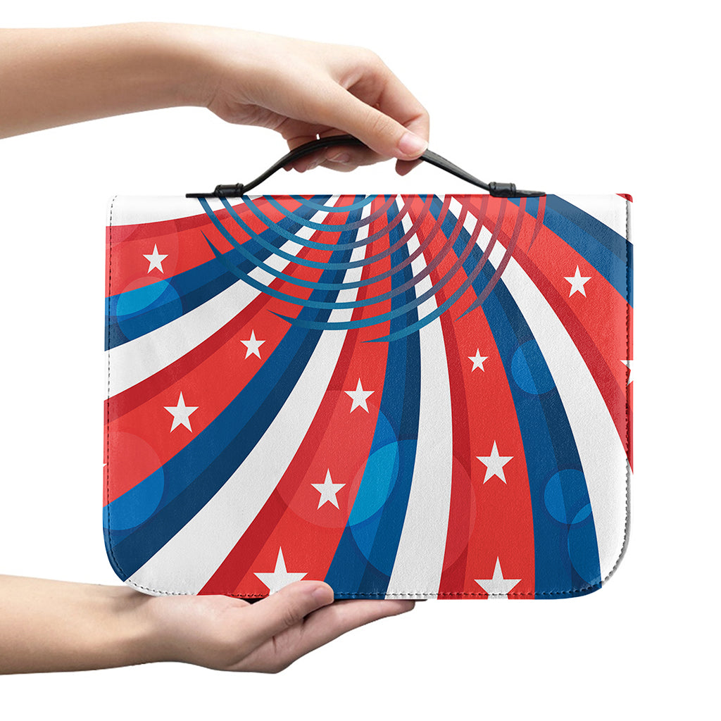Swirly American Patriotic Print Leather Bible Cover