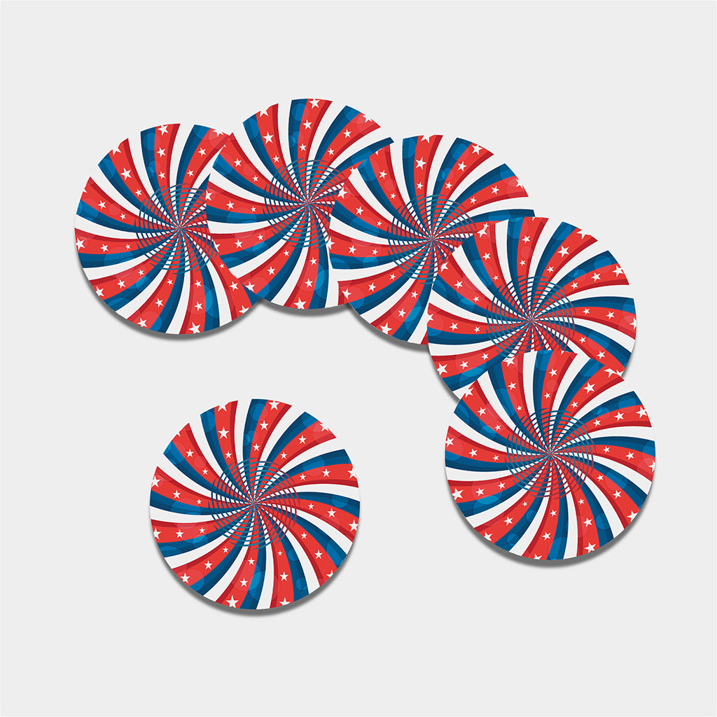 Swirly American Patriotic Print Leather Coaster Set