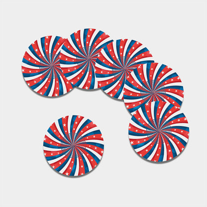 Swirly American Patriotic Print Leather Coaster Set
