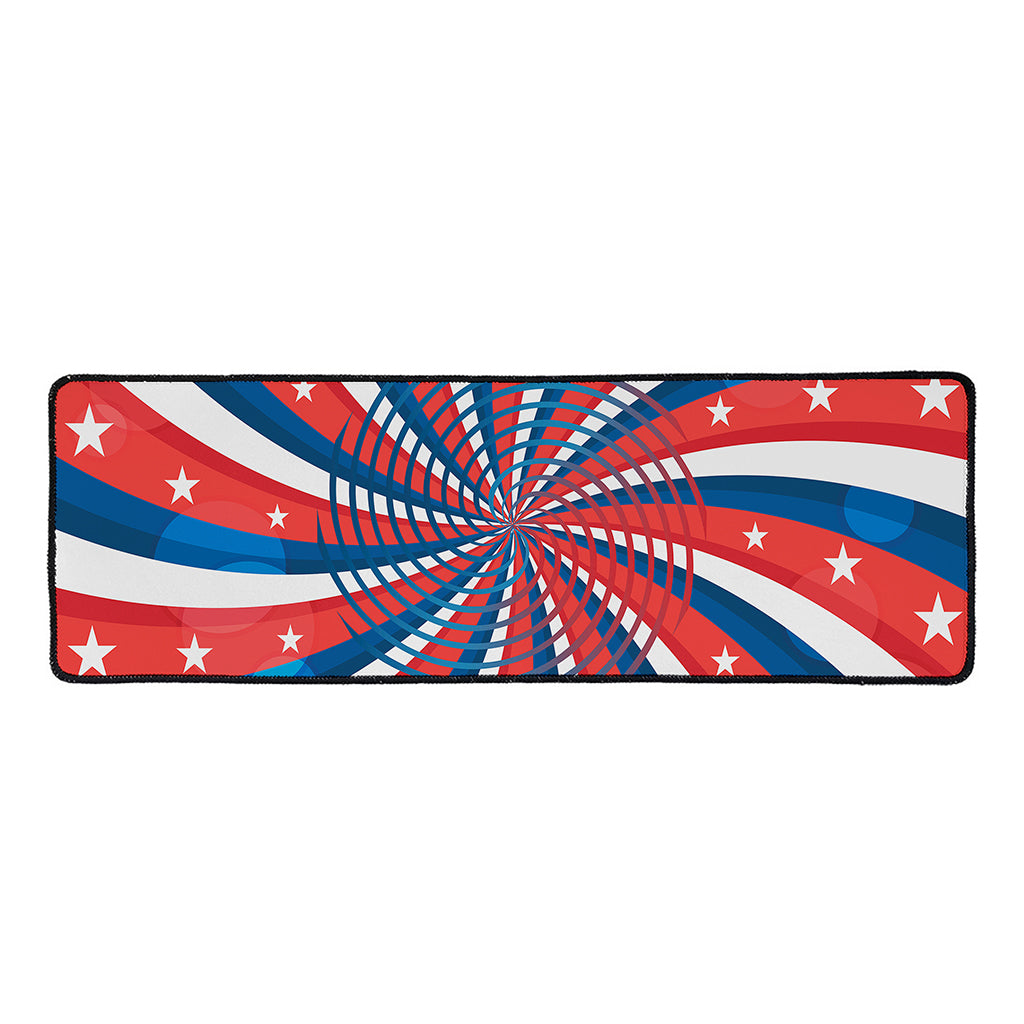 Swirly American Patriotic Print Long Kitchen Mat