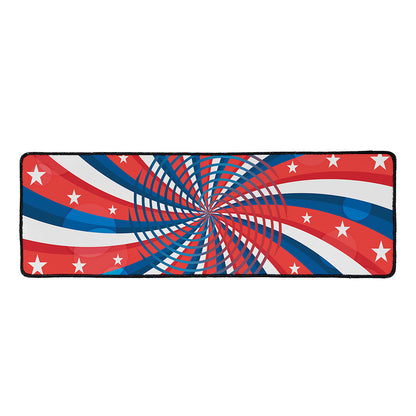 Swirly American Patriotic Print Long Kitchen Mat