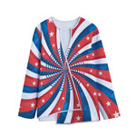 Swirly American Patriotic Print Long Sleeve Short Coat