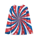 Swirly American Patriotic Print Long Sleeve Short Coat