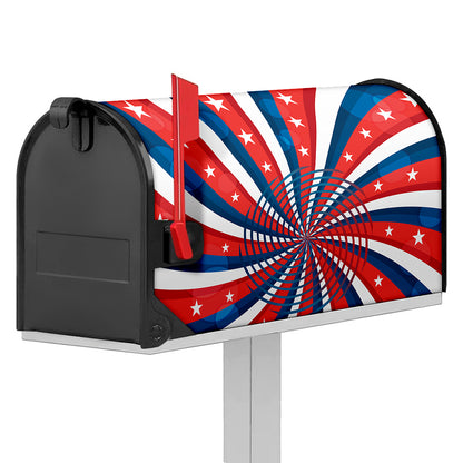 Swirly American Patriotic Print Mailbox Cover