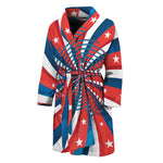 Swirly American Patriotic Print Men's Bathrobe