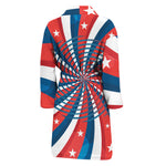 Swirly American Patriotic Print Men's Bathrobe