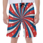 Swirly American Patriotic Print Men's Beach Shorts