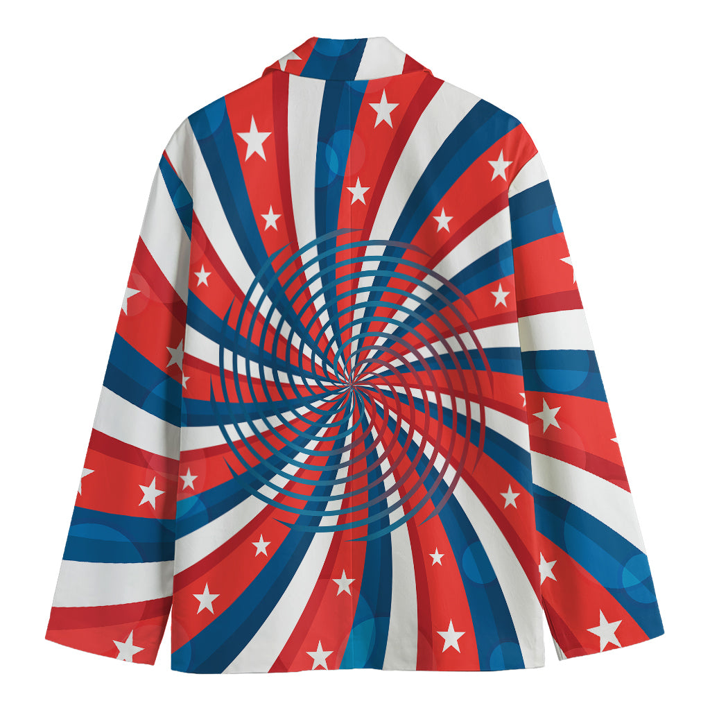 Swirly American Patriotic Print Men's Blazer