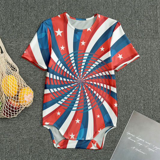 Swirly American Patriotic Print Men's Bodysuit